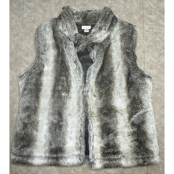 Jackets & Blazers - Soft Faux Fur Vest Gray & Black Reversible Capelli , Women's XL
